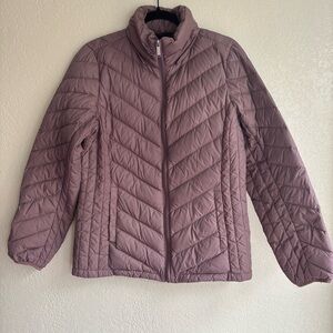 LONDON FOG LIGHTWEIGHT PACKABLE DOWN Women M Mauve Puffer Coat Jacket FLAWS